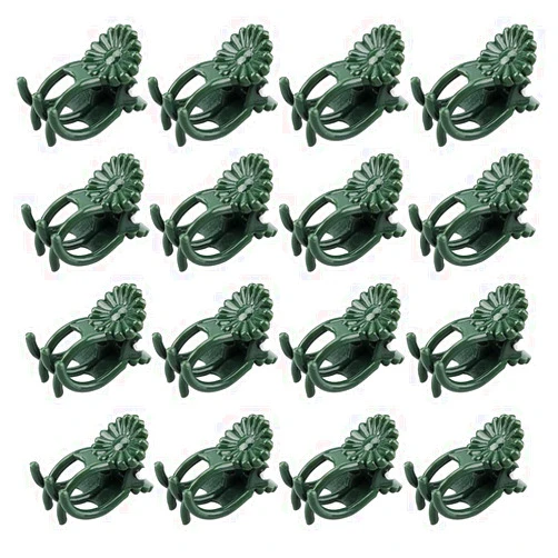 KINGLAKE Orchid Stem Clips,Medium Daisy Plant Clips, 100 Pcs Plant Support Clips Garden Flower Thick Plastic Vine Clips Dark Green (95230)