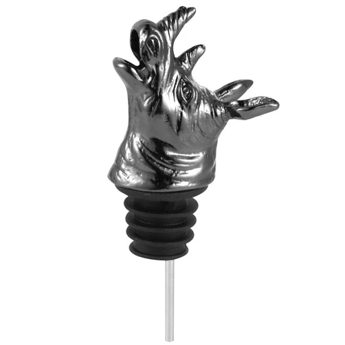 DOITOOL Wine PourersCute Rhino Head Wine Pourer Animal Bottle Stopper Creative Zinc Alloy Wine Bottle Caps Party Favors for Bar Party Restaurant (Black)