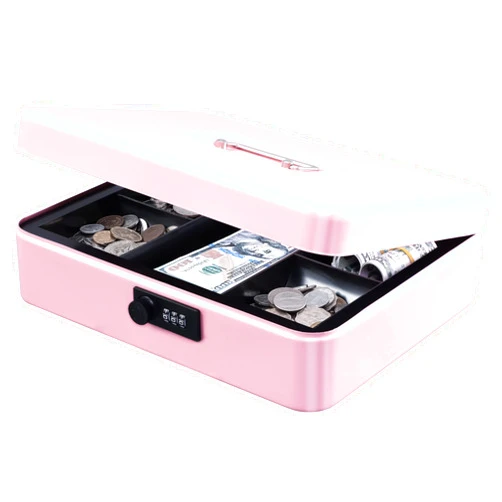 KYODOLED Metal Cash Box with Combination Lock Money Box for Cash Safe Metal Box with Money Tray for Security Lock Box 11.81