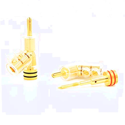 FJHKOI Hifi audio 4pcs MCA Gold plated Banana Lock Plugs HiFi Speaker Banana Connector