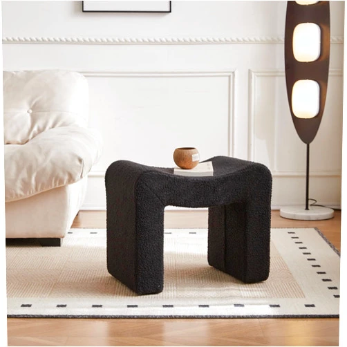 BOJOY Large Footstool Ottoman, Multi-Functional Modern Foot Stool, Sofa Footrest Extra Seating for Living Room, Entryway, Hallways and Bedrooms (Black)