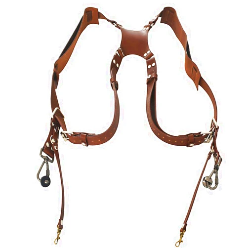 Alomejor Double Shoulder Camera Strap Adjustable Leather Rivet Camera Strap Dual Shoulder Leather Harness for Two Cameras