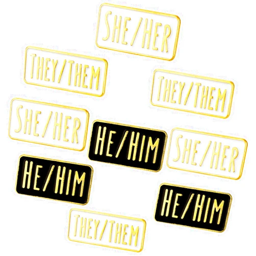 Jutom 9 Pieces Pronoun Pin Gender Identity Pins Nonbinary Pronoun Buttons He Him Pronoun Pin She Her Pin They Them Pin Badges Pins for Lapel, Hat, Backpack
