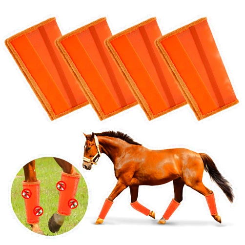 Tangtty Fly Boots for Horses. Horse Fly Boots Set of 4. Adjustable Horse Fly Boots Stops Stomping Fly Leg Wraps for Horses, Horse Fly Boots Protectors Breathable Hoof Boots for Horses Fly Boots (Orange)