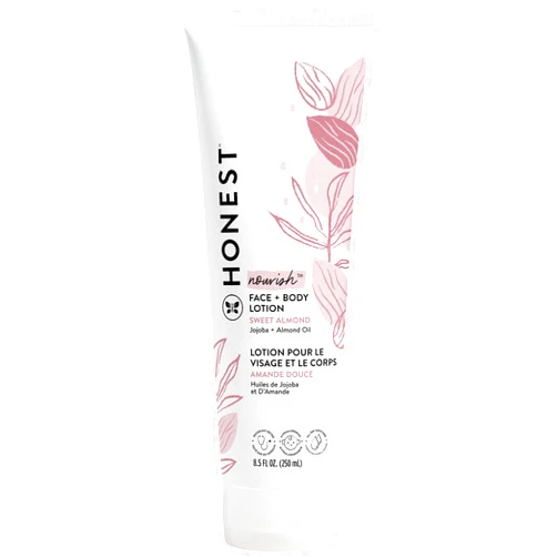 The Honest Company Hydrating Face + Body Lotion | Fast Absorbing, Naturally Derived, Hypoallergenic | Sweet Almond Nourish, 8.5 fl oz