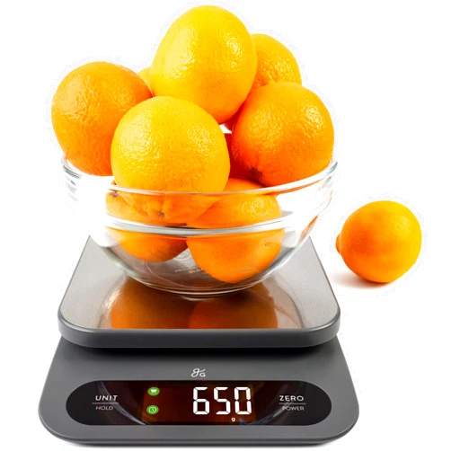 Greater Goods High Capacity Kitchen Scale, A Premium Food Scale, Weighs in Grams and Ounces with 22 Pound Capacity, Hi-Def LCD Screen, and Stainless Steel Platform