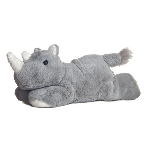 Aurora® Adorable Mini Flopsie™ Rhino Stuffed Animal - Playful Ease - Timeless Companions - Gray 8 Inches