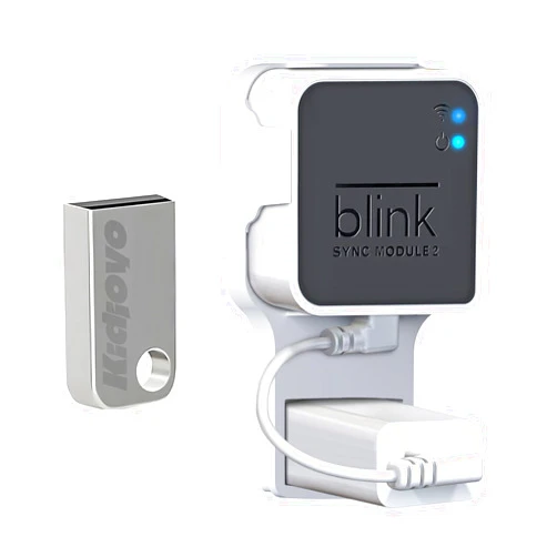 Kidjoyo 256GB USB Flash Drive & Outlet Wall Mount for Blink Sync Module 2 with Short Cable - Save Space - No Messy Wires - Easy Move Mount Bracket Holder for Blink Outdoor Indoor Security Camera (1 Pack)