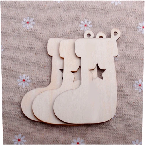 Edtoy 10PCS Christmas Tree Ornaments/Christmas Stocking Wooden Pendant Decorations