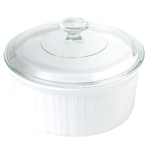 CorningWare French White 1-1/2-Quart Covered Round Dish with Glass Lid