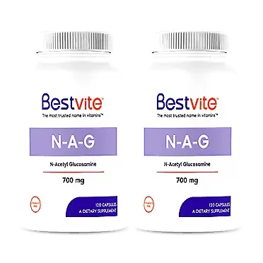 BESTVITE N-Acetyl Glucosamine (N-A-G) 700mg (240 Capsules)(120 x 2) 240 Vegetarian Capsules