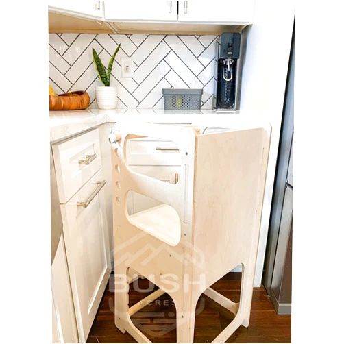Bush Acres Kids Step Stool | Kitchen Helper Tower Toddler Stool | Montessori Wooden Furniture | Nursery Gift | Adjustable Learning Stool