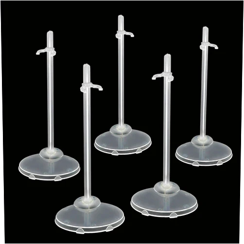 Zilphoba 12-Pack Adjustable Doll Stands for 8-12 Inch Dolls, Clear Plastic, Hobby Figure Display Stands