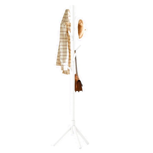 Aibiju Coat Rack Stand, Standing White Coat Rack with 8 Hooks and 3 Height Options, Small Hall Tree Coat Rack, Coat Tree Freestanding Suitable for Kids, Easy to Assemble White YD-1005