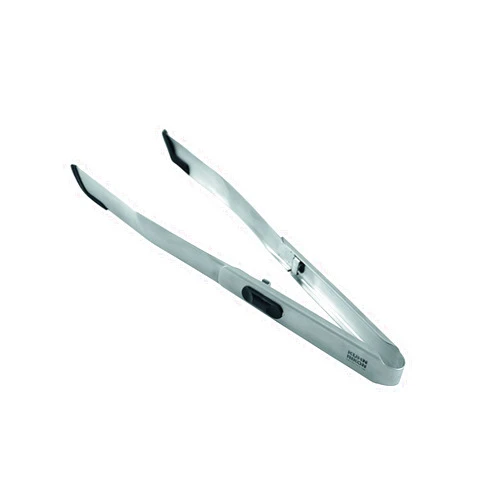 Kuhn Rikon Stainless Steel SoftEdge Locking Tweezer Tongs with Silicone Edge, Black