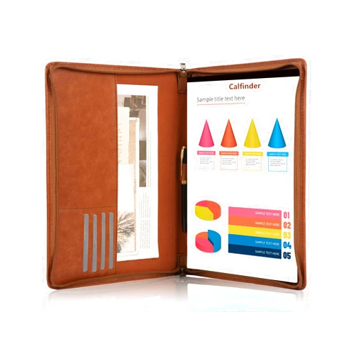 Calfinder Leather Portfolio Women, Vegans Leather Padfolio, Resume Portfolio Folder for A4 Letter Size Notepad Holder, Business Document Organizer Ordner, Gift for Women/Men, Brown