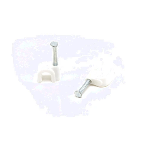 THE CIMPLE CO - Single Coaxial Cable Clips, Cat6, Electrical Wire Cable Clip, 1/4 in (6 mm) Nail Clip and Fastener, White (100 pieces per bag)