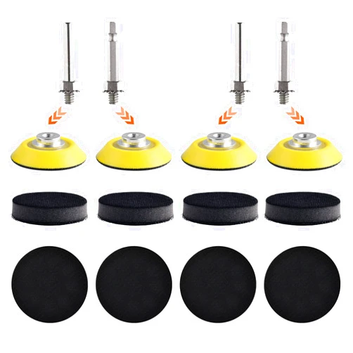 NYNM 4Pcs 2 Inch Hook and Loop Sanding Pad for Sanding Discs with 1/4 inches Dia Shank Drill Attachment + Soft Foam Layer Buffering Pad (8 Pack)