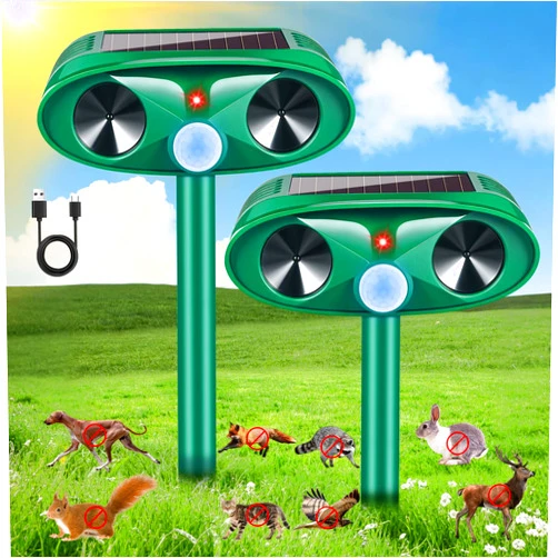 Lycxbfjia 2 Pack 2025 Solar Ultrasonic Repellent Outdoor Deer Repellent Devices Motion Detection Cat Squirrel Skunk Repellent for Yard Waterproof Animal Repeller for Dog Racoon Rabbit Rodent