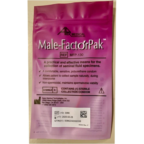Male-Factor Pak Semen Collection Condom w/4g Lubricant