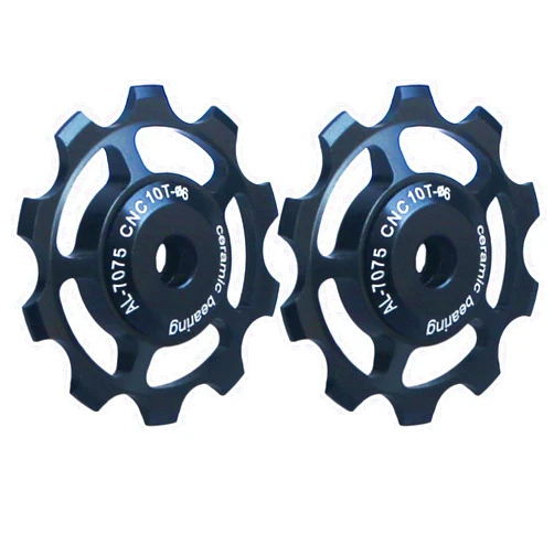 Yundxi 2pcs Bicycle Rear Derailleur Pulley, 10T/11T/12T/13T/14T/15T/16T/17T Aluminum Alloy Jockey Wheel Ceramic Guide Pulley Bike Guide Roller Wheel for 4/5mm Guide Wheel