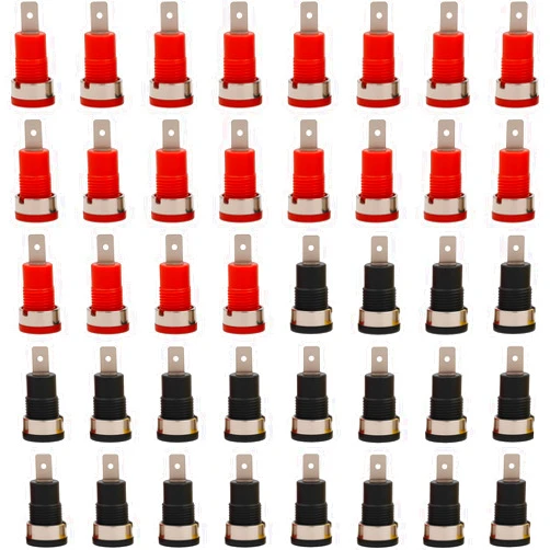 JoWanSome [Industrial Grade] 4mm Banana Socket Panel Mount 40Pcs, 600V 32A High Current Insulated Binding Post Connector for Electrical Test Bench/Audio/PCB (Durable Housing) (Red ×20Pcs + Black ×20Pcs)