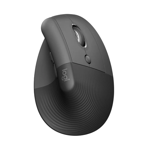 Logitech Lift Vertical Ergonomic Mouse, Wireless, Bluetooth or Logi Bolt USB receiver, Quiet clicks, 4 buttons, compatible with Windows/macOS/iPadOS, Laptop, PC - Graphite