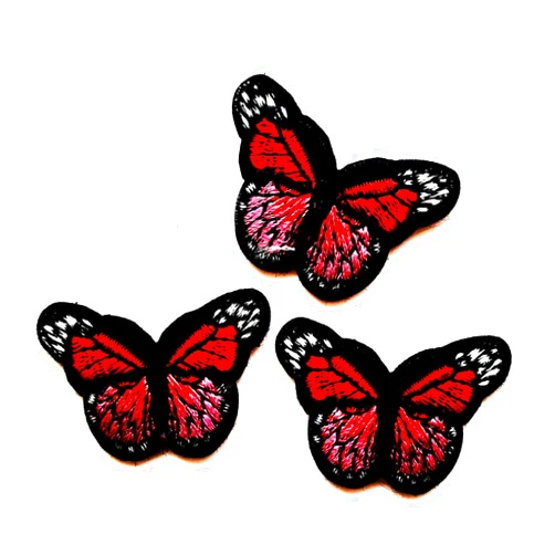 MeGaDee Mini cartoon patch Mini Set 3 Pcs Butterfly Red Animal Cartoon Sticker Lovely Patches 1.5X1 in MEGADEE Embroidered Iron on Hat Jacket Hoodie Backpack Ideal for Gift (3 Piece Mini Set 004)