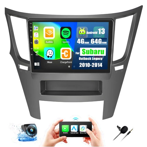 AMprime [4+64G] 8-Core Android 13 Car Stereo for Subaru Outback Legacy 2010-2014 with Apple Carplay&Android Auto,9 Inch Car Radio with Mirror Link Bluetooth FM/RDS WiFi GPS SWC Dual USB+AHD Backup Camera