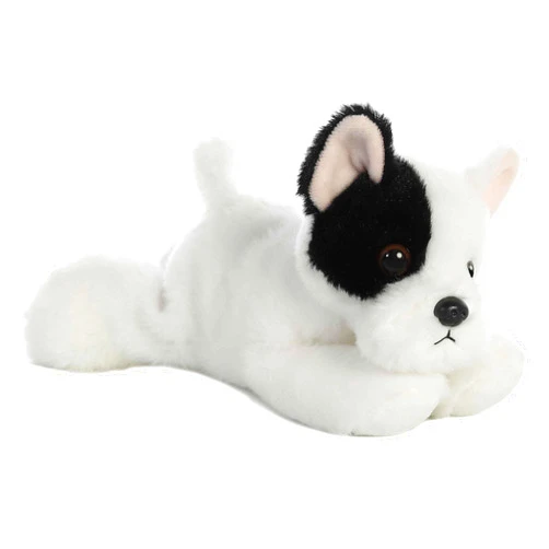 Aurora® Adorable Mini Flopsie™ French Bulldog Pup Stuffed Animal - Playful Ease - Timeless Companions - White 8 Inches