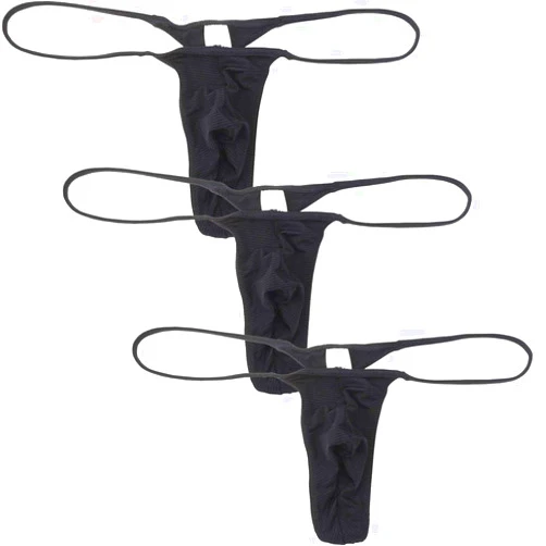 OROCOJUCO Men Spandex Micro Thong Shadow Stripe Narrow Pouch Underwear String Mini Bikini Jockstrap T-back