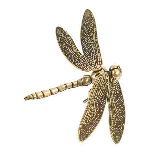 GOOHOCHY 1pc Brass Dragonfly Ornament Cast Iron Dragonfly Statue Brass Drawer Pull Knob Brass Animal Sculptures Bronze Sculpture and Statues Dragonfly Figurine Car Decor Vintage Paperweight