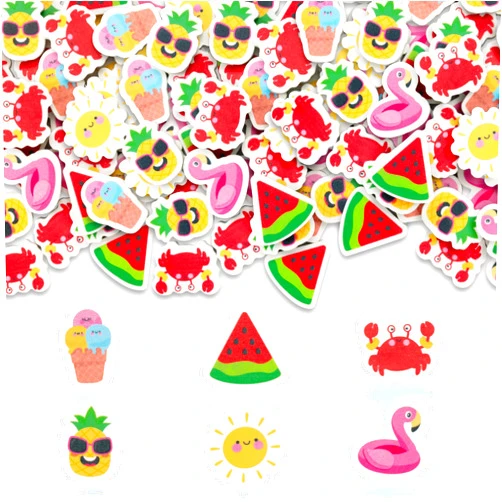 Yopyame Summer Mini Erasers Bulk - 60PCS Ice Cream Watermelon Flamingo Tiny Erasers for Kids Assorted Novelty Pencil Erasers Puzzle Erasers Desk Pet Student Homework Prizes Gift Filling Party Favors