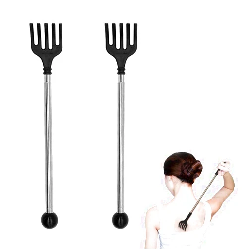 CHEFKUKU Back Scratcher, 2 Plastic Backscratchers Extendable for Adults Women and Men (2PCS & Black)