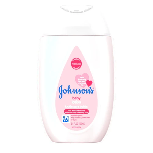 Johnson's Baby Johnson's Moisturizing Mild Pink Baby Lotion with Coconut Oil for Delicate Baby Skin, Dye-Free, Hypoallergenic & Dermatologist-Tested, Baby Skin Care, 3.4 fl. oz