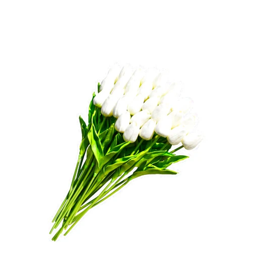 ONLY ART 30pcs White Artificial Tulip Flowers with soft latex materials for Home & Kitchen decoration