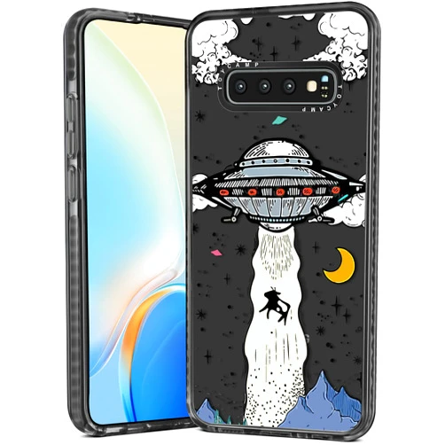 Toycamp for Samsung Galaxy S10 Case, UFO Cool Cartoon Design for Men Boys Girls Teens Cute Case, (6.1 Inch), Black