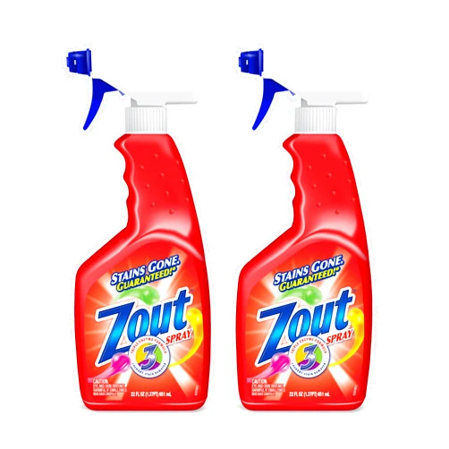 Zout Laundry Stain Remover Spray, Triple Enzyme Formula Removes the Toughest Stains, 22 Ounce Bottles, 2-Pack