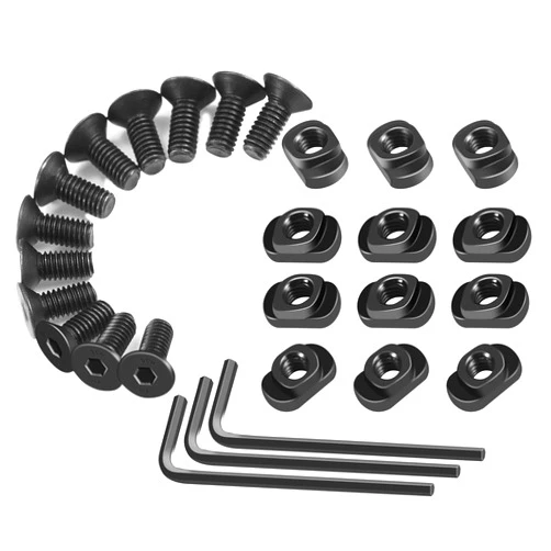 FANGOSS 12 Set Single Rails T-Nut and Screw Replacement Sets, Short Screws & Nuts Accessories with 3 Allen Wrench (10mm Short Screws)