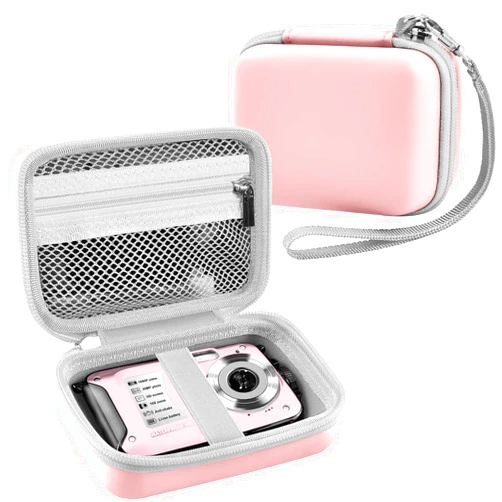 Leayjeen Underwater Camera Case Compatible with EUXOR/YEEIN/FKATEEN/YISENCE//HICSHON 10FT 30MP FHD 1080P Waterproof Camera, Waterproof Digital Camera for Snorkeling-Pink(Case Only)