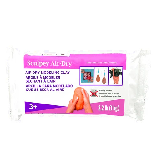 Sculpey Air-Dry Terra Cotta, Non Toxic, Air Dry Clay, 2.2 pound bar great for modeling, sculpting, holiday, handprints, DIY and school projects. Great for all skill levels