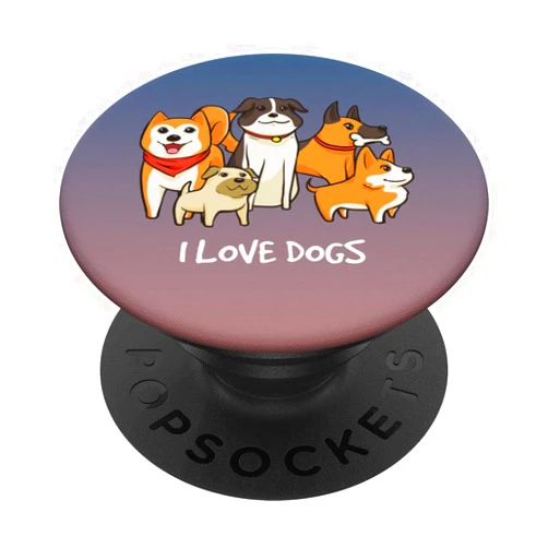 I Love Dogs Family Apparel Cute I Love Dogs Family Portrait Kawaii Artwork PopSockets PopGrip: Swappable Grip for Phones & Tablets