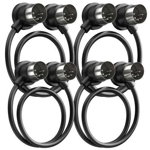 Heams 4 Pack Premium Right Angle MIDI Cable 2FT, Low Profile for Saving Space MIDI Cables, Stable & Fast Transmission and Long-Lasting 5 Pin Din Cable, Ideal for MIDI Interface, Keyboard, Pedal Board