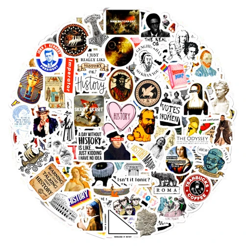 BulbaCraft 100Pcs Funny History Stickers, History Nerd Stickers, Gifts for Women & Men