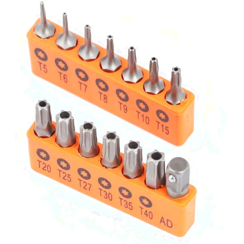 HORUSDY 14-Piece Tamper Resistant Star Bits, S2 Alloy Steel, T5 - T40 Security Torx Bit Set