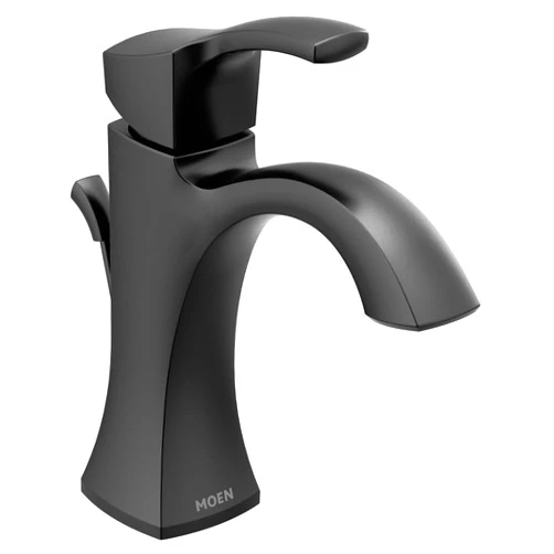 Moen 6903BL Voss One Handle Single Hole Bathroom Sink Faucet with Optional Deckplate, Matte Black