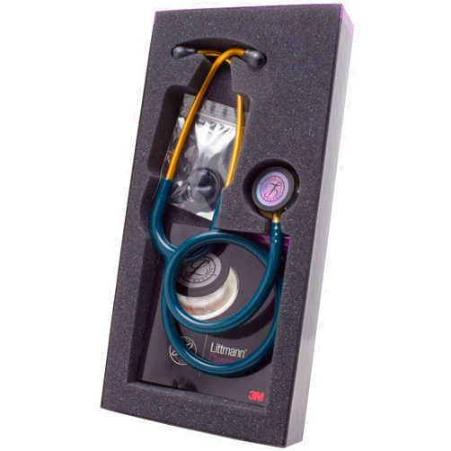 3M Health Care MMM 5807 Littman Classic III Monitoring Stethoscope, Rainbow Finish, Caribbean Blue Tubing, 27