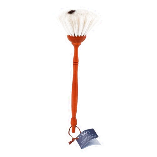 Redecker Goat Hair Dust Brush with Oiled Pearwood Handle, 13-1/2 inches, Durable Everyday Duster Cleans Delicate Surfaces, Hanging Loop for Storage, Light with Black Dot, Made in Germany