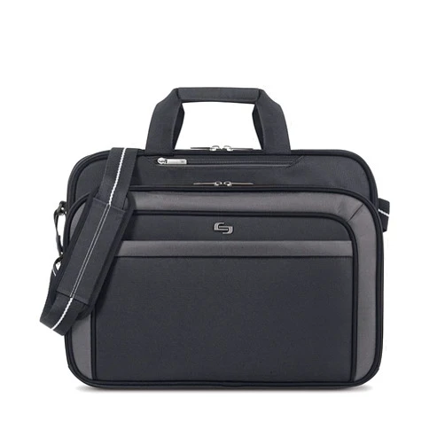 Solo New York Empire 17.3-Inch Laptop Briefcase, TSA Friendly, Black/Grey