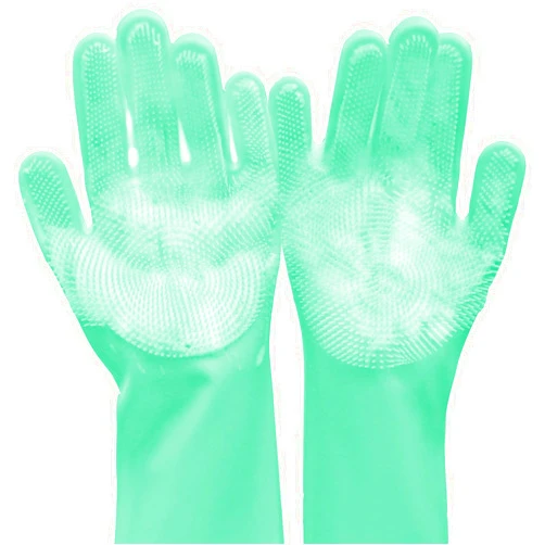 Yintoper Pet Grooming Gloves, Dog Bathing Gloves with High-Density Teeth, Heat Resistant Silicone Cat Hair Remover with Enhanced Five Finger Design, Bathing and Massaging for Dogs and Cats (Green)
